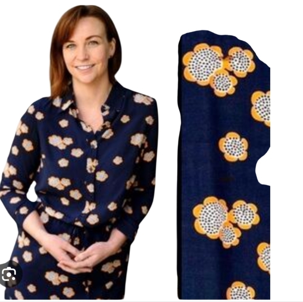 Boden Navy Blue Floral Print Mini Dress Size 10R